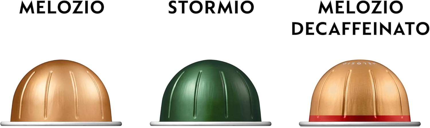 Nespresso Vertuo Pack Mixto de 90 cápsulas. Incluye 40 Melozio, 40 Stormio y 10 Melozio Descafeinado. Café para taza Mug (230ml) con y sin cafeína para cada momento del día. Nespresso - extra