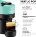 Nespresso Vertuo Pop, color Aqua Mint. La cafetera de cápsulas que revoluciona el café, con 4 tamaños de taza, desde un Espresso hasta una gran taza, gracias a su tecnología Centrifusion™. Nespresso - pack
