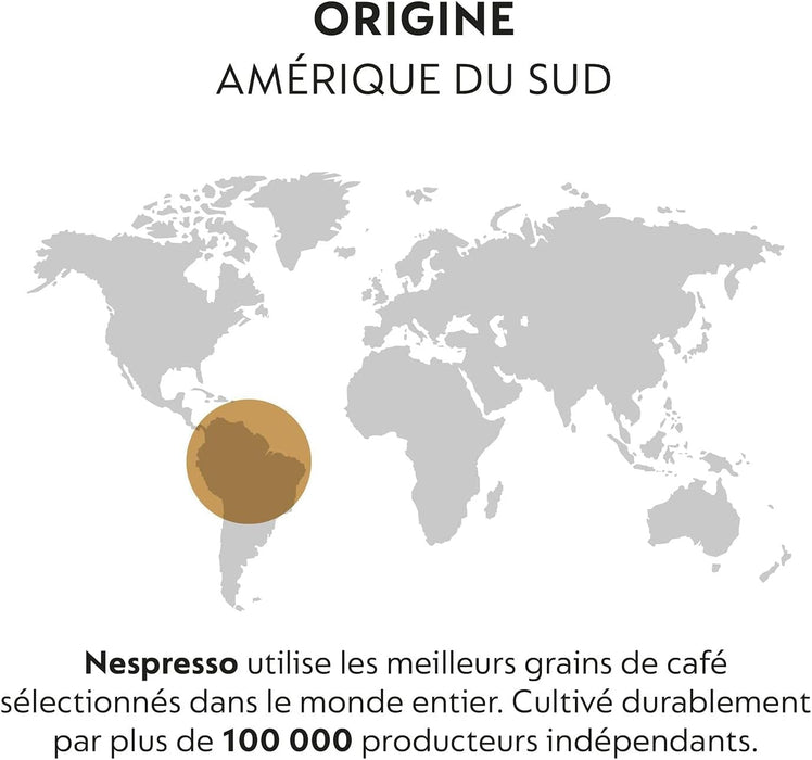 Nespresso Vertuo Voltesso, pack de 50 cápsulas de espresso (40ml). Café suave y equilibrado de tueste ligero, intensidad 4/11, con notas dulces a galleta. Formato ahorro. Nespresso - ingredientes