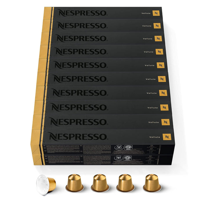 Nespresso Volluto Mega Pack de 200 Cápsulas de Café OriginalLine. Formato ahorro para disfrutar de tu espresso suave y dulce (Intensidad 4). 20 tubos de 10. Nespresso - frontal