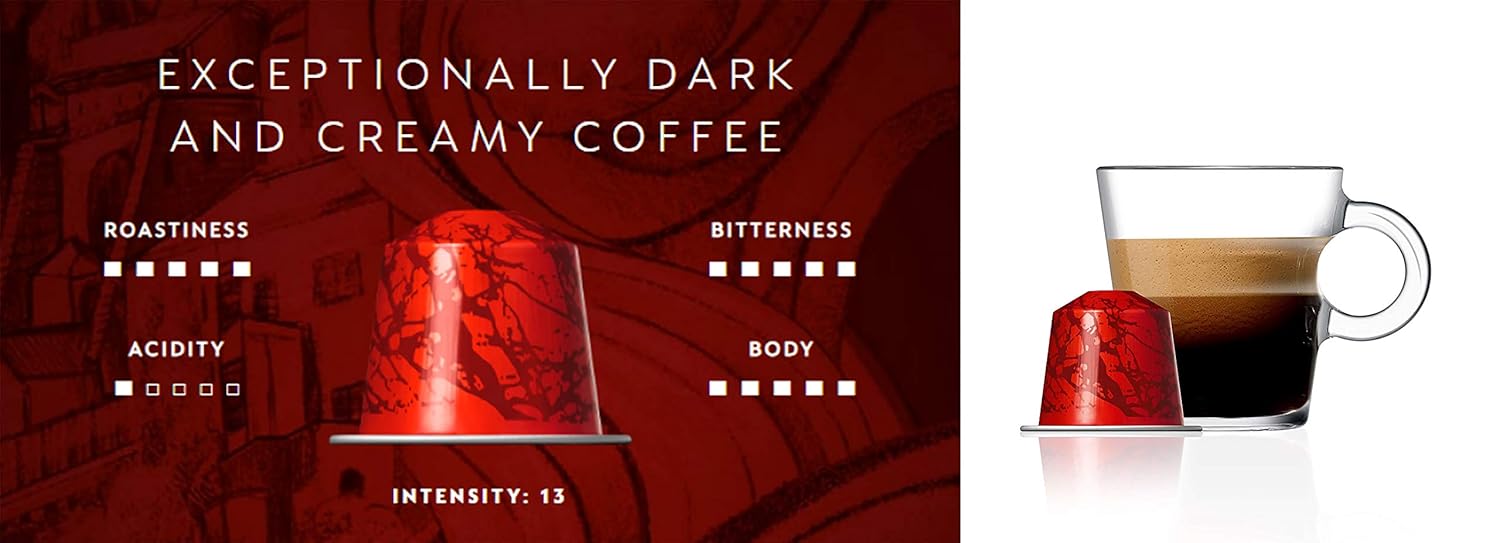 Pack de 30 Cápsulas de Café Nespresso Ispirazione Napoli. Café para sistema Original. El espresso más intenso (13/13) con notas a cacao y un cuerpo denso. Nespresso - presentacion