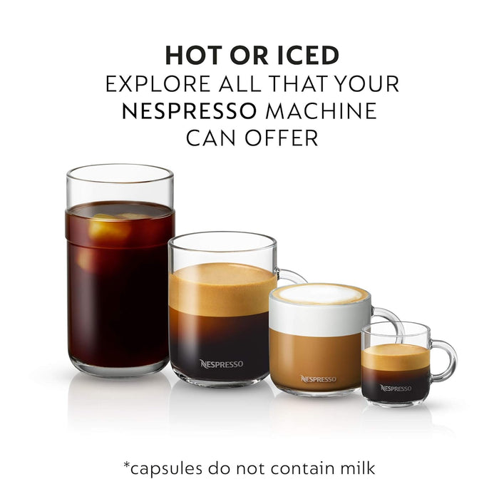 Pack de 30 Cápsulas de Café Nespresso Vertuo Stormio. Un café intenso y especiado de tueste oscuro para taza grande (230ml), elaborado con Arábicas de Guatemala y Nicaragua, de intensidad 8. Nespresso - presentacion