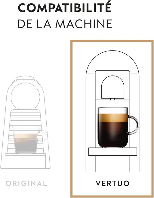 Pack de 30 cápsulas Nespresso Vertuo Arondio. Café Gran Lungo (150 ml) suave y equilibrado (Int. 6/13), con un delicioso perfil aromático a cereal. Nespresso - pack
