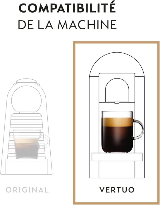 Pack de 30 cápsulas Nespresso Vertuo Arondio. Café Gran Lungo (150 ml) suave y equilibrado (Int. 6/13), con un delicioso perfil aromático a cereal. Nespresso - pack