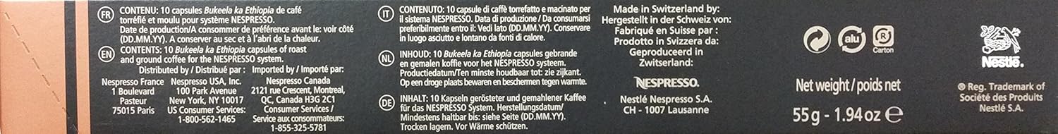 Pack de 50 Cápsulas de Café Nespresso Lungo Original. Surtido de 5 variedades para taza larga (110ml): Envivo, Vivalto, Linizio, Fortissio y Bukeela. Nespresso - detalle