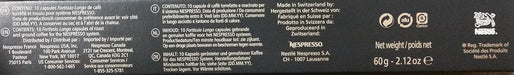 Pack de 50 Cápsulas de Café Nespresso Lungo Original. Surtido de 5 variedades para taza larga (110ml): Envivo, Vivalto, Linizio, Fortissio y Bukeela. Nespresso - ingredientes