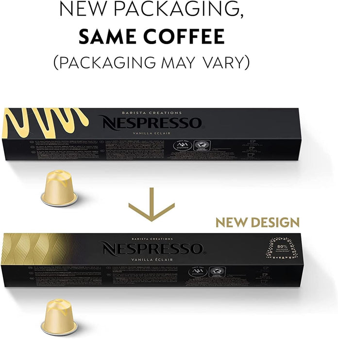 Pack de 50 cápsulas de café Nespresso Vanilio para sistema Original. Un delicioso Espresso Lungo aromatizado con vainilla, de intensidad 6 y textura sedosa. Nespresso - ingredientes