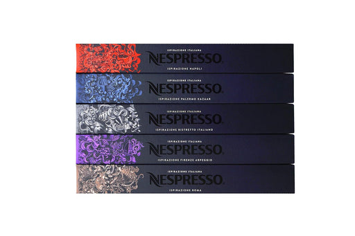 Pack de 50 Cápsulas de Café Nespresso Variedad Fuerte. Selección de 5 cafés intensos para sistema Original: Napoli, Kazaar, Ristretto, Arpeggio y Roma. Nespresso - pack
