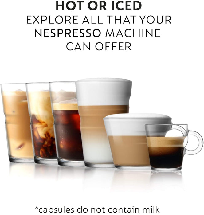Pack de 50 cápsulas Nespresso Arpeggio Decaffeinato. Disfruta de un café descafeinado intenso y cremoso, con notas de cacao y un cuerpo denso. Intensidad 9. Nespresso - lateral