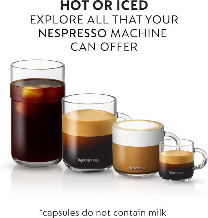 Pack de 50 Cápsulas Nespresso Vertuo Diavolitto. Un café espresso (40 ml) de tueste oscuro e intensidad 11, solo compatible con el sistema de cafeteras Nespresso Vertuo. Nespresso - extra
