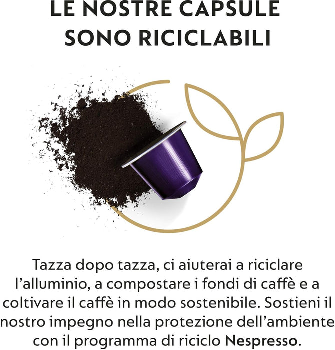Pack Familiar 100 cápsulas Nespresso Original Arpeggio. Café Espresso intenso (9/13), cremoso y con irresistibles notas a cacao. Un clásico indispensable. Nespresso - lateral