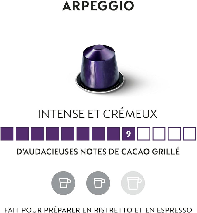 Pack Familiar 100 cápsulas Nespresso Original Arpeggio. Café Espresso intenso (9/13), cremoso y con irresistibles notas a cacao. Un clásico indispensable. Nespresso - zoom