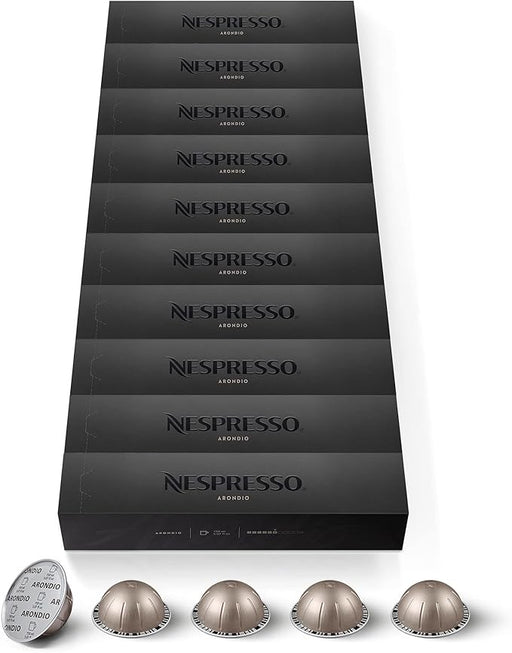 Pack Familiar 100 cápsulas Nespresso Vertuo Arondio. Café suave (Int. 6) para Gran Lungo (150 ml), equilibrado y con un delicioso perfil de sabor a cereal. Nespresso - frontal