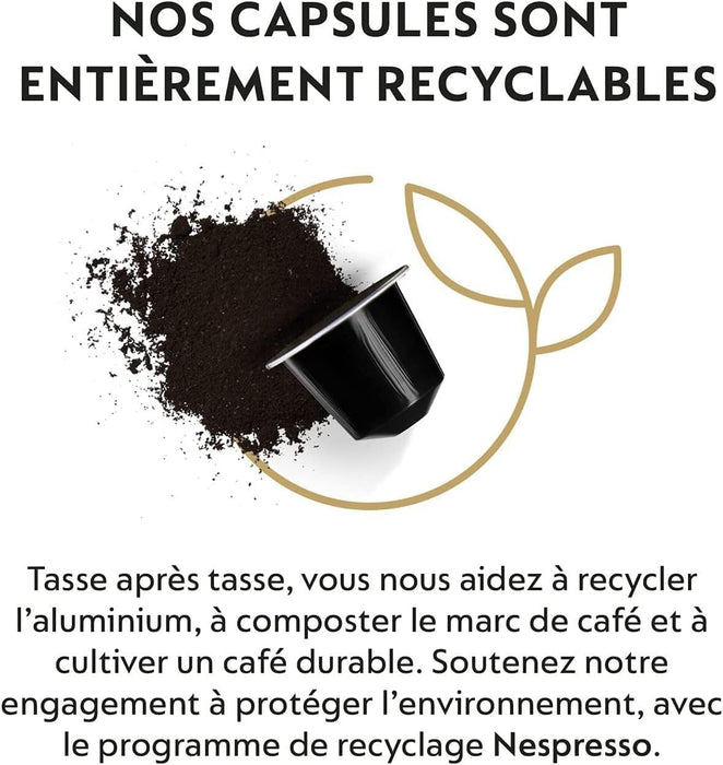 Pack Surtido de 50 Cápsulas Nespresso Originales, una selección de cafés intensos que incluye 10x Roma, 10x Ristretto, 10x Kazaar, 10x Arpeggio y 10x Dharkan. Nespresso - detalle