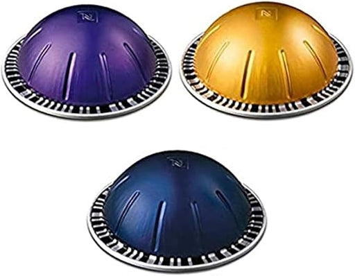 Pack Surtido Nespresso Vertuo con 30 cápsulas. Incluye 10 cápsulas de Altissio (Intenso 9), 10 de Diavolitto (Extremo 11) y 10 de Voltesso (Suave 4) para explorar diferentes intensidades. Nespresso - frontal