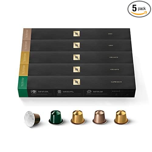 Selección de Espressos Suaves Nespresso Original, pack de 50 cápsulas. Descubre la delicadeza de Capriccio, Volluto y Cosi en esta colección de cafés ligeros. Nespresso - frontal
