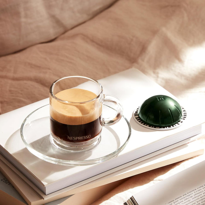 Selección Descafeinado Nespresso Vertuo, pack de 50 cápsulas. Disfruta de 3 variedades de café sin cafeína: Melozio, Altissio y Fortado Decaffeinato. Nespresso - lateral