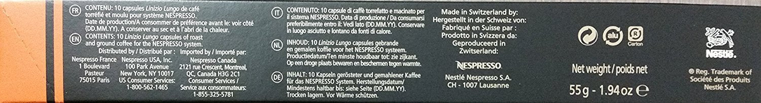 Surtido de 50 Cápsulas de Café Nespresso Original. Pack de degustación con 5 variedades de cafés Lungo y Ristretto: Vienna Lungo, Tokyo Lungo, Ethiopia, Ristretto y Stockholm Lungo. Nespresso - pack