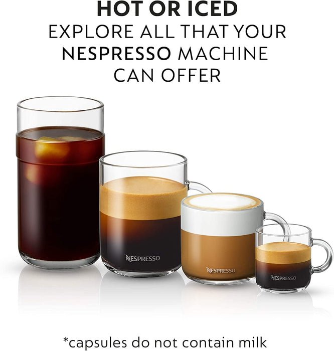 Surtido Nespresso Vertuo 50 Cápsulas Multiformato. Selección de cafés para Mug (230ml), Gran Lungo (150ml) y Doble Espresso (80ml). Incluye Melozio, Fortado, Stormio, Arondio y Chiaro. Nespresso - detalle