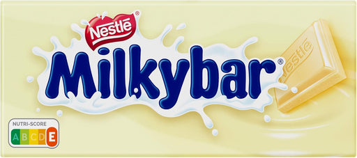 Caja de 20 Tabletas de Chocolate Blanco Nestlé Milkybar (20x100g). El pack ahorro del chocolate blanco más cremoso y lácteo, elaborado con cacao de cultivo sostenible. Nestlé - frontal