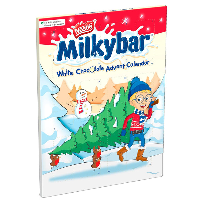 Milkybar Calendario de Adviento con 24 figuras de chocolate blanco (85g). La cuenta atrás más dulce y cremosa para los niños, elaborada con ingredientes naturales. Nestlé - ingredientes