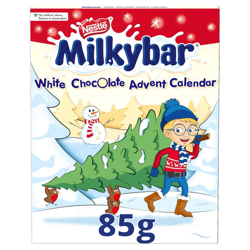 Milkybar Calendario de Adviento con 24 figuras de chocolate blanco (85g). La cuenta atrás más dulce y cremosa para los niños, elaborada con ingredientes naturales. Nestlé - pack