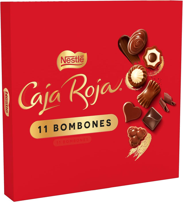 Nestlé Caja Roja, pack ahorro de 12 estuches de bombones de 100g (1.2Kg). El surtido de chocolate ideal para tener siempre un detalle, con cacao 100% sostenible. Nestlé - ingredientes