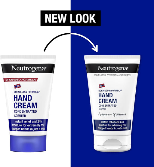 Crema de Manos Concentrada Neutrogena con Perfume (50 ml). La icónica crema reparadora con Fórmula Noruega, glicerina y vitamina E para el alivio inmediato de manos secas y agrietadas. Neutrogena - pack