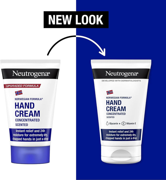 Crema de Manos Concentrada Neutrogena con Perfume (50 ml). La icónica crema reparadora con Fórmula Noruega, glicerina y vitamina E para el alivio inmediato de manos secas y agrietadas. Neutrogena - pack