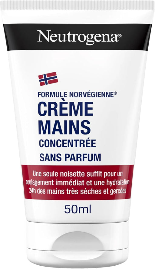 Crema de Manos Concentrada Neutrogena Sin Perfume (50 ml). La Fórmula Noruega para pieles sensibles, con Glicerina y Vitamina E, que repara las manos secas y agrietadas. Neutrogena - pack