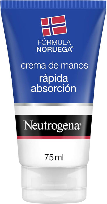 Crema de Manos de Rápida Absorción Neutrogena (75 ml). La crema reparadora no grasa con Fórmula Noruega, glicerina y vitamina E, ideal para el uso diario. Neutrogena - presentacion