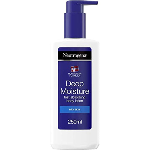 Leche Corporal Hidratación Profunda Neutrogena para Piel Seca (250 ml). Una loción de absorción rápida que hidrata la piel hasta 10 capas de profundidad durante 24 horas. Neutrogena - frontal