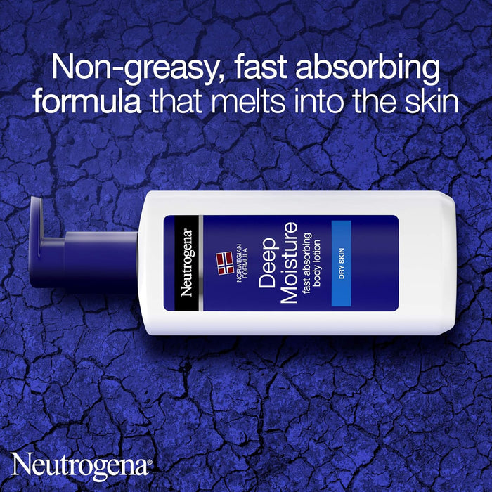 Leche Corporal Hidratación Profunda Neutrogena para Piel Seca (250 ml). Una loción de absorción rápida que hidrata la piel hasta 10 capas de profundidad durante 24 horas. Neutrogena - uso