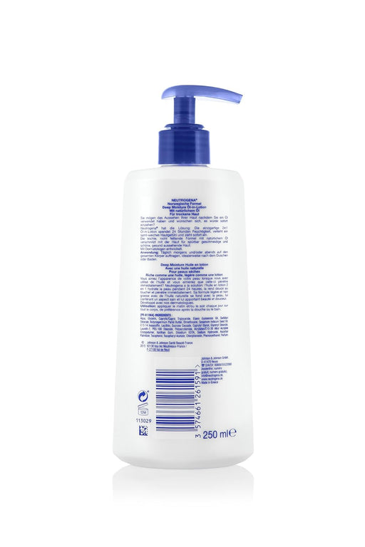 Neutrogena Fórmula Noruega Aceite en Loción Hidratación Profunda, 250ml. La nutrición intensiva de un aceite y la ligereza de una loción para una piel aterciopelada y luminosa al instante. Neutrogena - pack