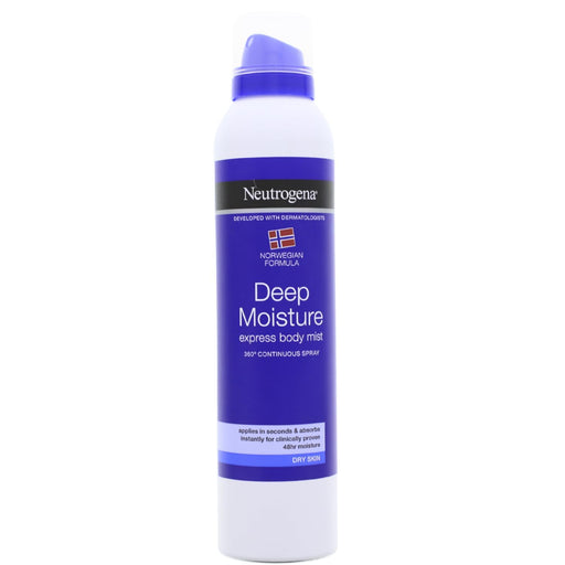 Neutrogena Fórmula Noruega Bruma Corporal Hidratación Profunda Express, 200ml. Hidratación en segundos para la piel seca con este innovador spray de rápida absorción, incluso sobre piel húmeda. Neutrogena - frontal