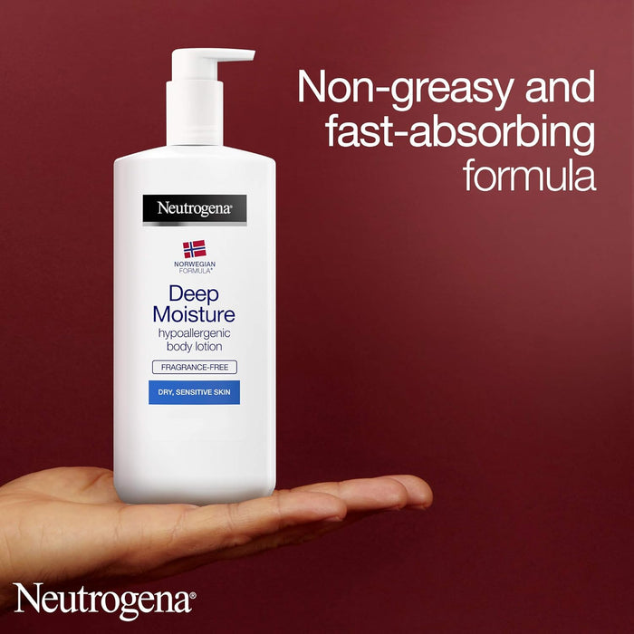 Neutrogena Fórmula Noruega Loción Corporal Hidratación Profunda para Piel Seca y Sensible, Sin Perfume, 400ml. El cuidado diario de alta tolerancia que hidrata y calma las pieles más reactivas. Neutrogena - detalle