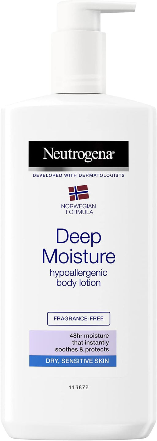 Neutrogena Fórmula Noruega Loción Corporal Hidratación Profunda para Piel Seca y Sensible, Sin Perfume, 400ml. El cuidado diario de alta tolerancia que hidrata y calma las pieles más reactivas. Neutrogena - frontal