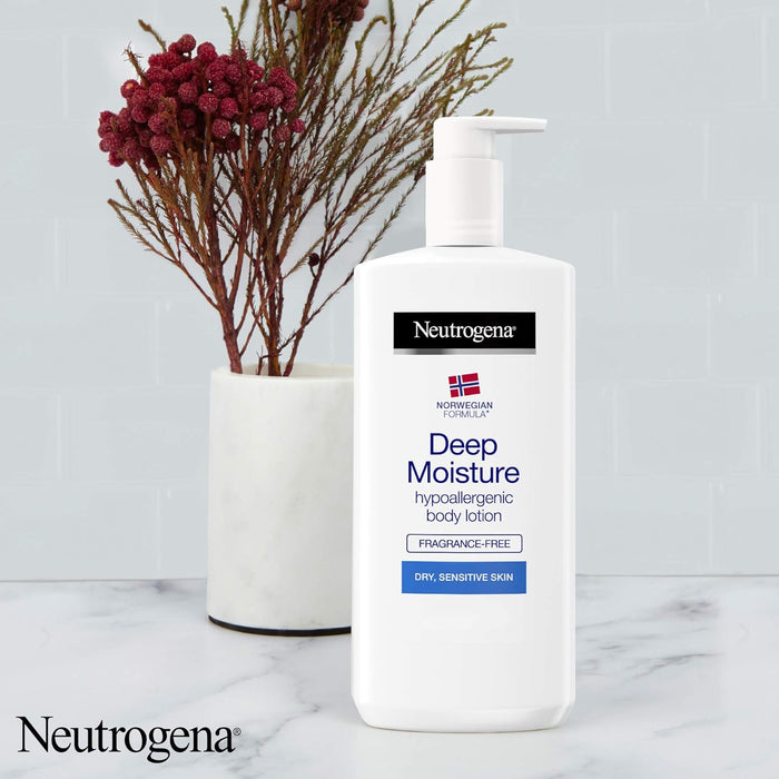 Neutrogena Fórmula Noruega Loción Corporal Hidratación Profunda para Piel Seca y Sensible, Sin Perfume, 400ml. El cuidado diario de alta tolerancia que hidrata y calma las pieles más reactivas. Neutrogena - presentacion