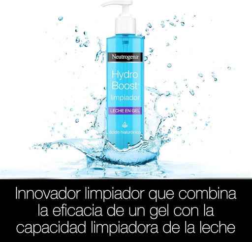 Neutrogena Hydro Boost Leche Limpiadora en Gel, 200ml. Un limpiador facial 2 en 1 que elimina el maquillaje y las impurezas a la vez que hidrata la piel gracias al ácido hialurónico. Neutrogena - pack