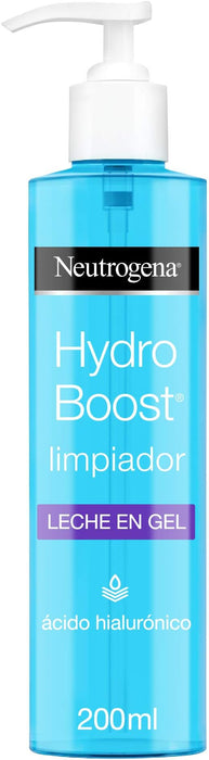 Neutrogena Hydro Boost Leche Limpiadora en Gel, 200ml. Un limpiador facial 2 en 1 que elimina el maquillaje y las impurezas a la vez que hidrata la piel gracias al ácido hialurónico. Neutrogena - frontal