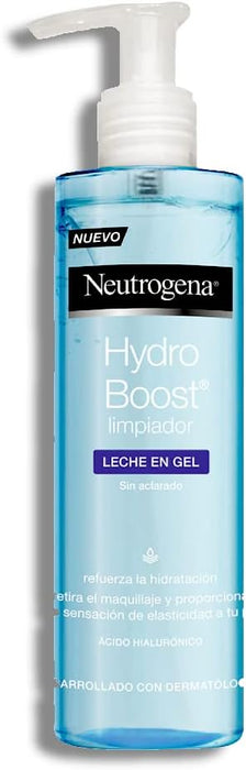 Neutrogena Hydro Boost Leche Limpiadora en Gel, 200ml. Un limpiador facial 2 en 1 que elimina el maquillaje y las impurezas a la vez que hidrata la piel gracias al ácido hialurónico. Neutrogena - zoom