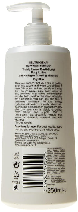 Neutrogena Visibly Renew Loción Corporal Elasticidad Intensa 250 ml. Hidratación profunda para piel seca que ayuda a mejorar la flexibilidad y el tono de la piel. Neutrogena - pack
