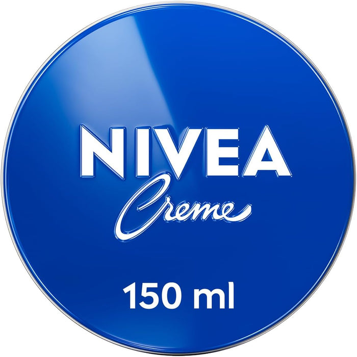 NIVEA Creme, Pack de 4 Latas de 150ml. La crema hidratante universal para toda la familia, con su icónica fragancia y fórmula que nutre y protege todo tipo de piel. Nivea - zoom