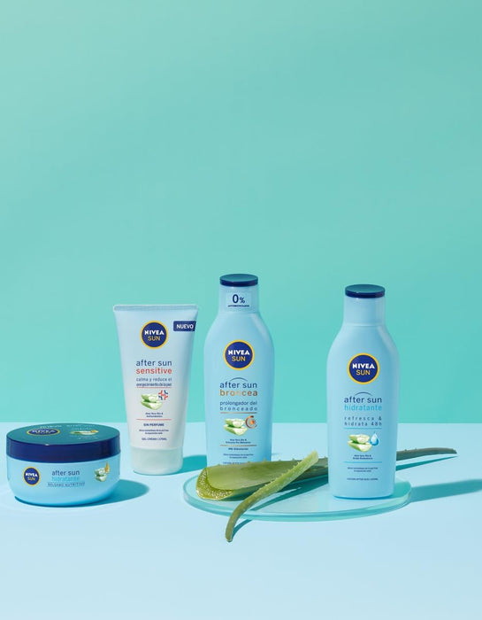 NIVEA SUN After Sun Sensitive Gel-Crema (175ml): Alivio inmediato para pieles sensibles y con alergia al sol, con Aloe Vera Bio que calma e hidrata durante 48h. Nivea - ingredientes