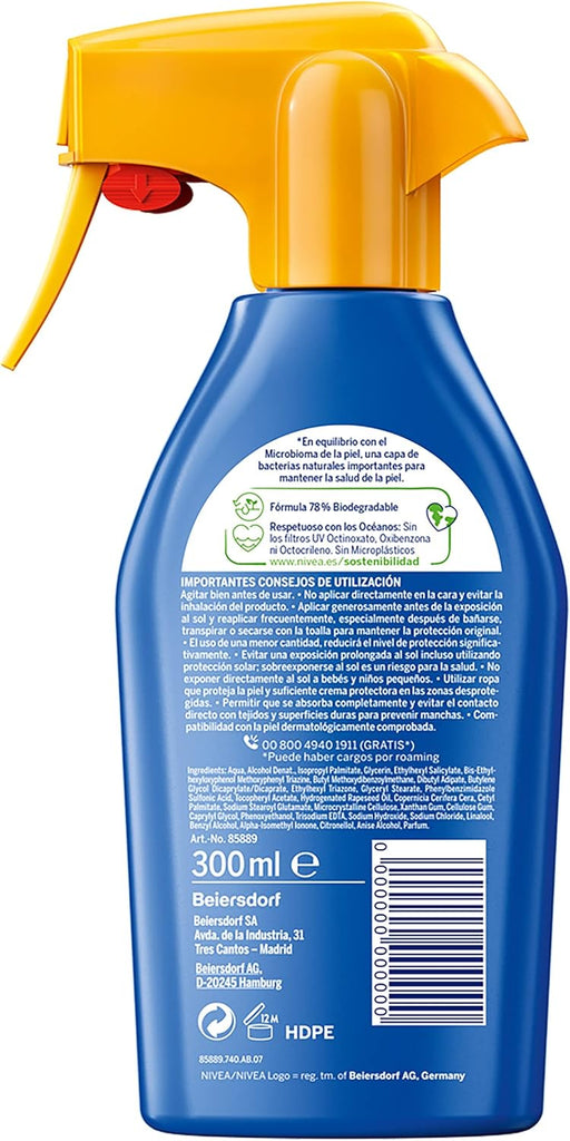 NIVEA SUN Protege & Hidrata Spray Solar FP20 (300ml): Protección media UVA/UVB con 24h de hidratación, de rápida absorción y fórmula sostenible para tu piel. Nivea - pack