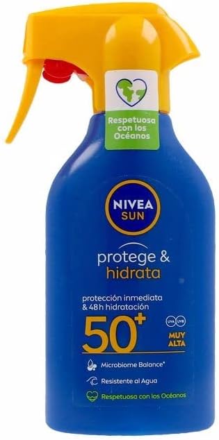 NIVEA SUN Protege & Hidrata Spray Solar FP50+ (270ml): Protección UVA/UVB muy alta para todo tipo de piel, con 48h de hidratación y fórmula sostenible. Nivea - zoom