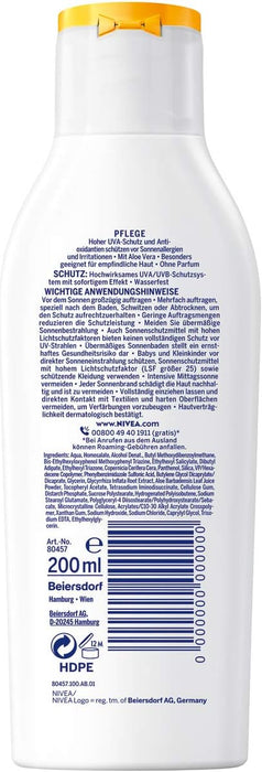 NIVEA SUN Sensitive Loción Solar Antialergias FP50+ (200ml): Protección muy alta para pieles sensibles en una fórmula calmante con aloe vera, sin perfume. Nivea - ingredientes