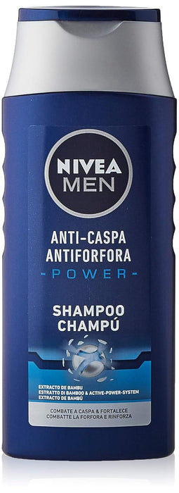 Pack de 6 Champús NIVEA MEN Anti-Caspa Power (6x250ml). Un champú fortalecedor con extracto de bambú que elimina el 100% de la caspa visible y previene su reaparición. Nivea - frontal