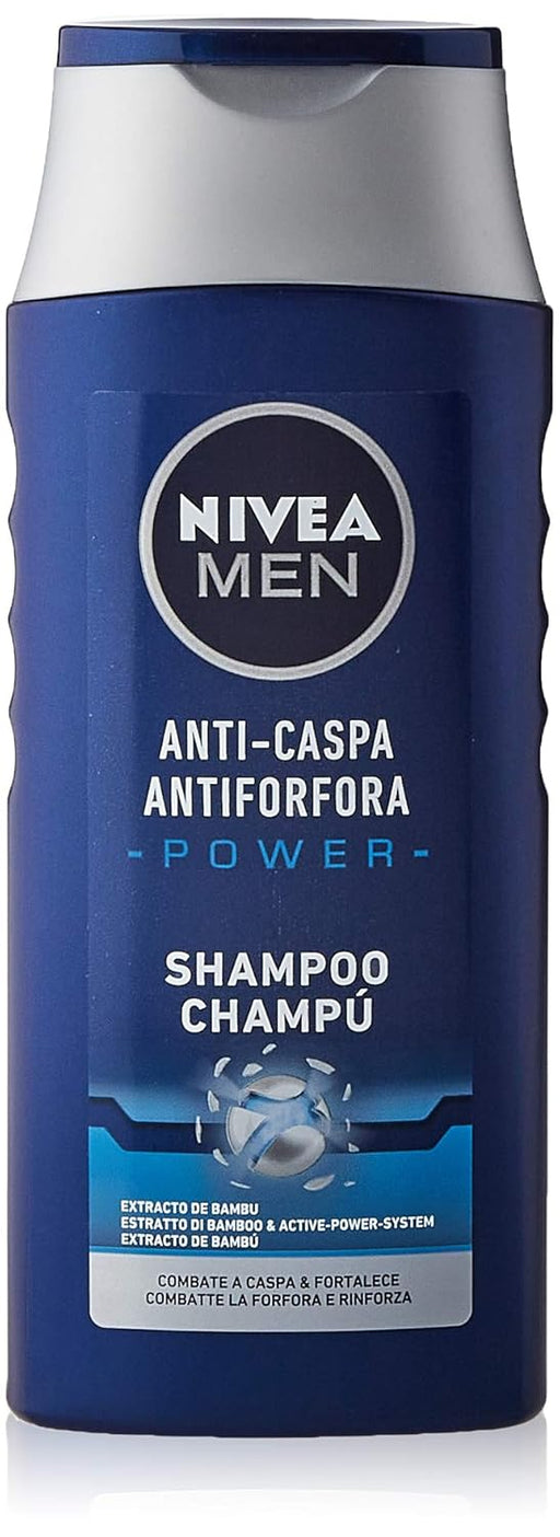 Pack de 6 Champús NIVEA MEN Anti-Caspa Power (6x250ml). Un champú fortalecedor con extracto de bambú que elimina el 100% de la caspa visible y previene su reaparición. Nivea - frontal