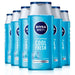 Pack de 6 Champús NIVEA MEN Cool Fresh (6x250ml). Un champú de uso diario con mentol para una limpieza eficaz y una sensación de frescor duradero en cabello y cuero cabelludo. Nivea - frontal